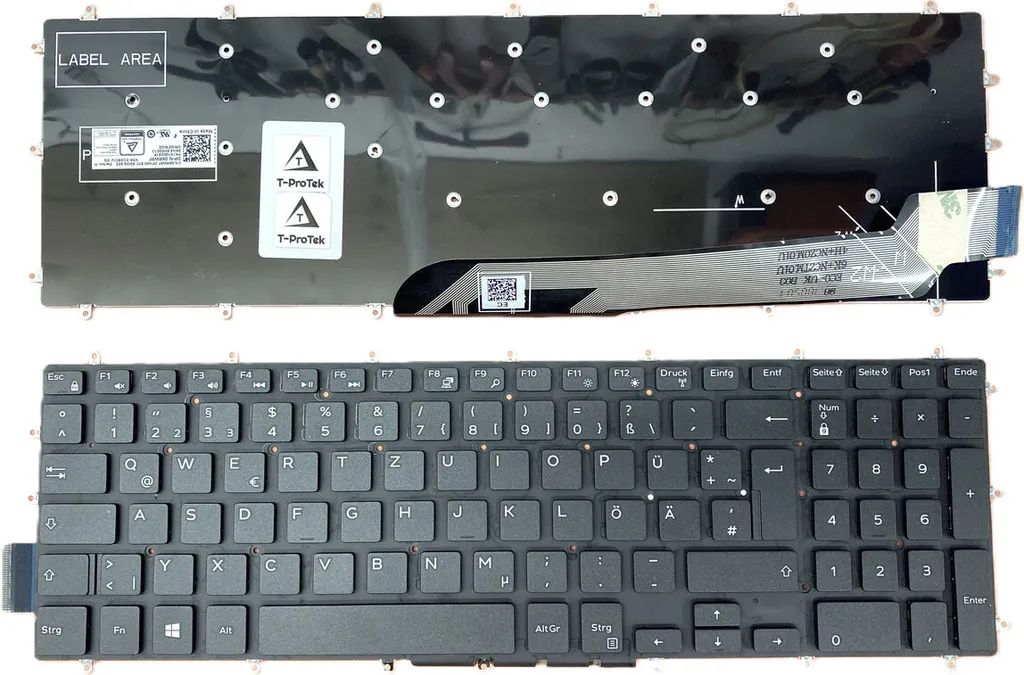 Clavier Allemand QWERTZ Sans Cadre pour Dell Inspiron 15-5767 Noir