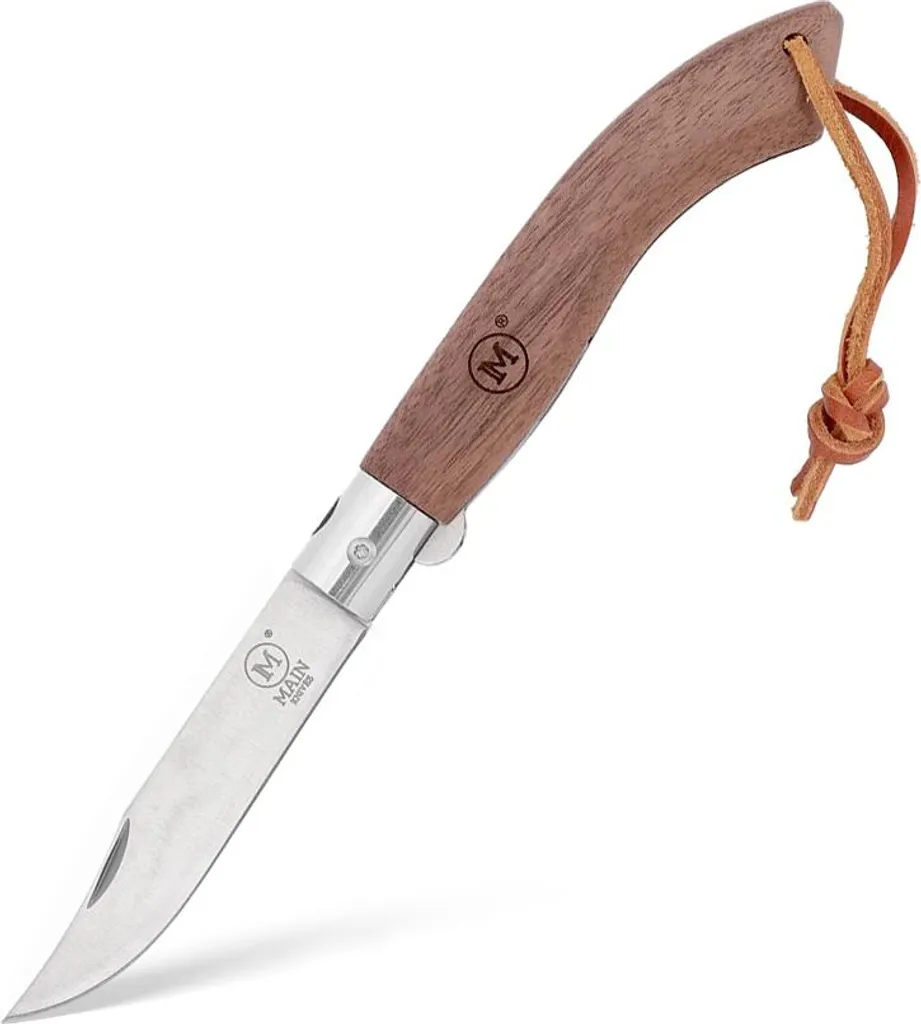 Couteau pliant de randonnée et bushcraft MAIN Knives 8000 en acier et noyer