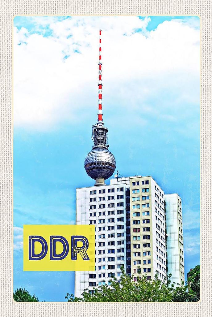 vianmo Holzschild 18x12 cm Berlin Trip Fernsehturm DDR Bildmotiv Reisemotiv Abenteuer Reisen