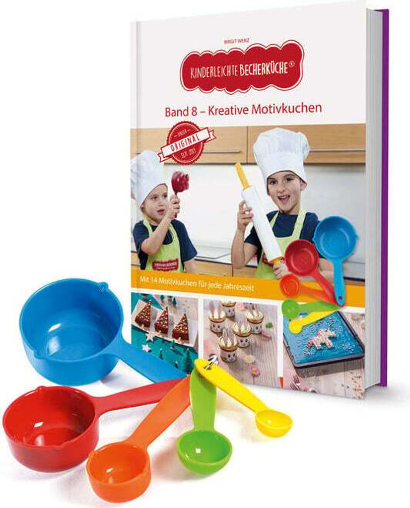 Kinderleichte Becherküche - Band 8 - Kreative Motivkuchen, Set inkl. 5 Messbecher + Rezeptbuch