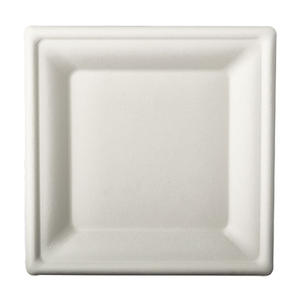 12 Teller, Zuckerrohr "pure" eckig 20 cm x 20 cm weiss