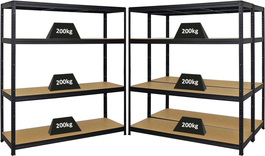 Mega Deal | 3x Schwerlastregal Giant Elephant | HxBxT 160x150x45cm | Fachlast 200kg | Schwarz