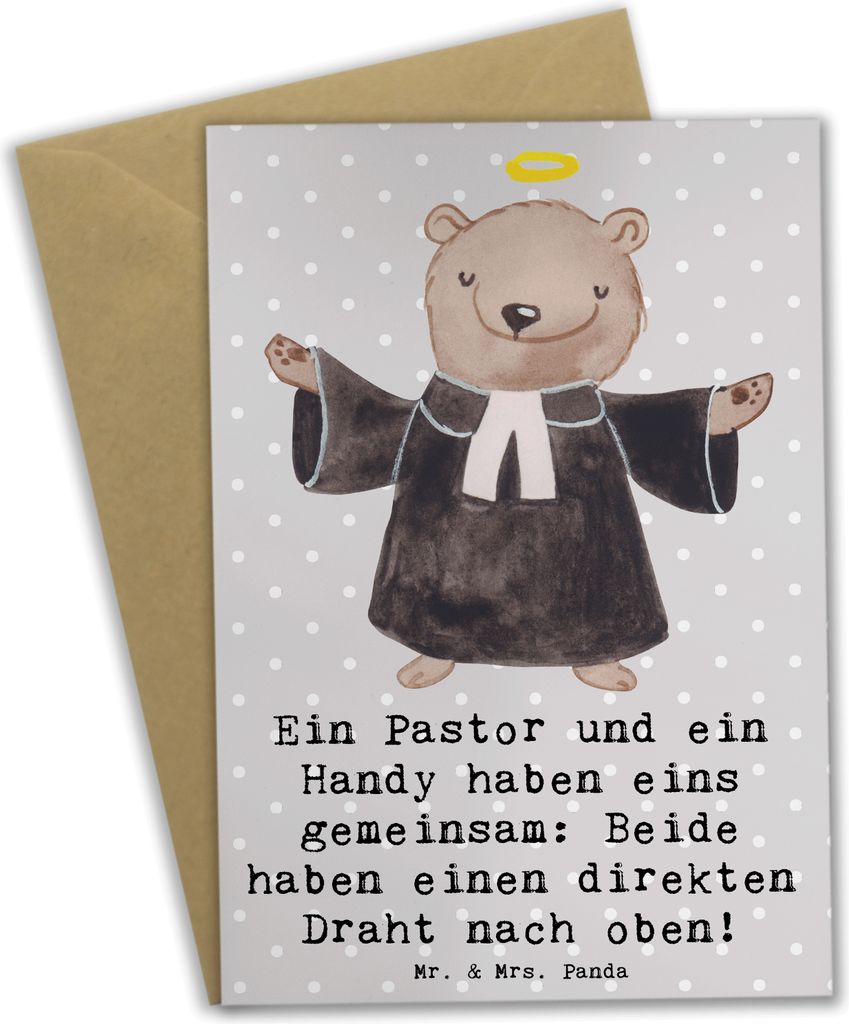 Mr. & Mrs. Panda Grußkarte Pastor Verbindung - Grau Pastell - Geschenk, valentinstagskarte, Geistlicher Leiter, Grußkarten, Seelsorge Humor, Theo...