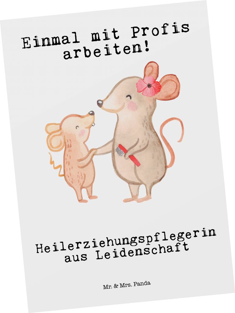 Mr. & Mrs. Panda Postkarte Heilerziehungspflegerin Leidenschaft - Weiß - Geschenk, Spruch, Lustig, Ausbildung, Ansichtskarte, Ansichtskarten, Foto...
