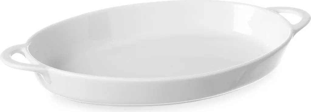 Pirofila Ovale HENDI 0.8L con Manici - Porcellana Bianca per Cottura Forno