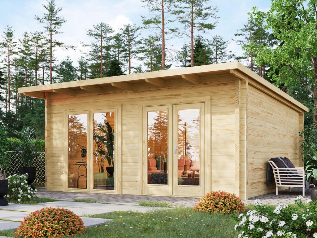 Fjordholz Gartenhaus Modell Berlin 70 D Modern mit Pultdach
