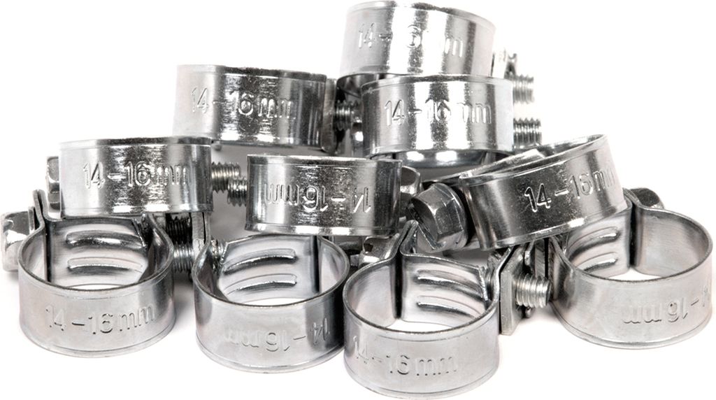 10 x Mini Schlauchklemmen-Sortiment Rundziehende Schlauchschellen Satz 14-16 mm