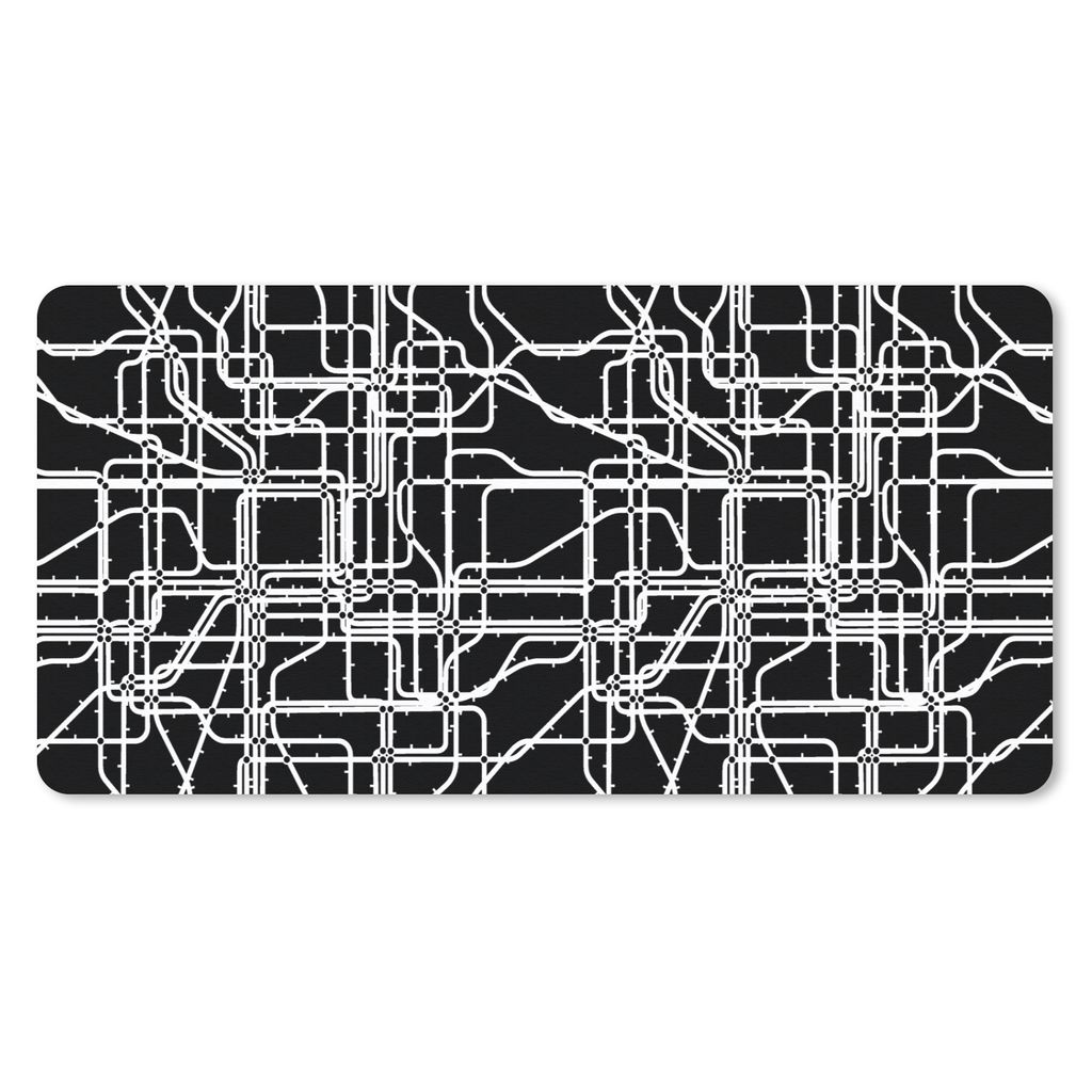 MuchoWow Mauspad Mousepad Netzwerk - Muster - Schwarz und Weiß - Computer 60x30 cm - Mousepads - Maus Mat - Pad - Mausunterlage - Nachhaltig