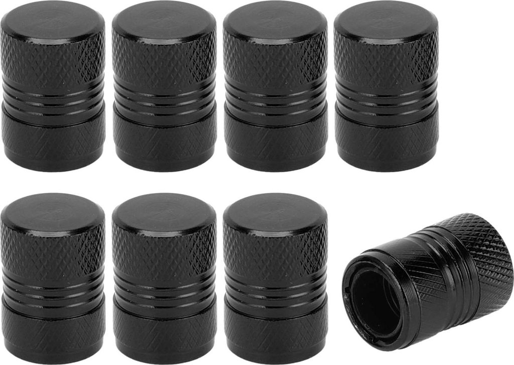 Reifenventilkappen 12x17MM Auto Radventilkappe Aluminiumlegierung Schwarz für Auto Fahrrad Motorrad LKW Anti-Crash-Reifenventil-Staubschutzkappe V...