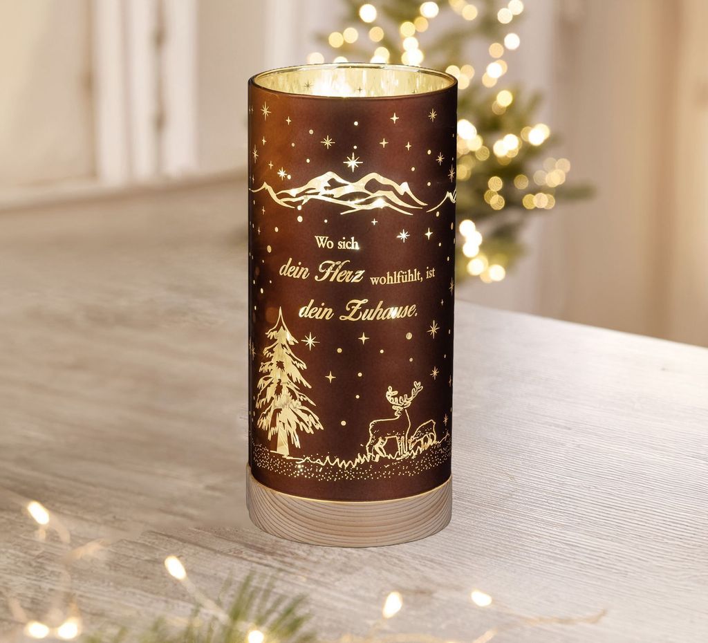 formano Deko-Licht Zylinder 20 cm - LED mit Timer "Zuhause ist es am Schönsten"