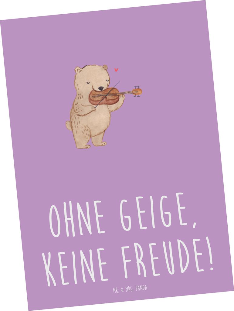 Mr. & Mrs. Panda Postkarte Geige Freude - Lavendeltraum - Geschenk, Grußkarte, Musikinstrument, Folklore, Violine, Kammermusik, Ansichtskarte, Pos...