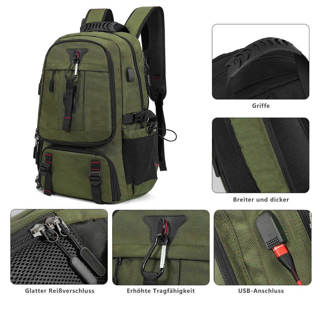 NULSTA Laptop Rucksack 60L, Reiserucksack Handgepäck mit Produktbild 10