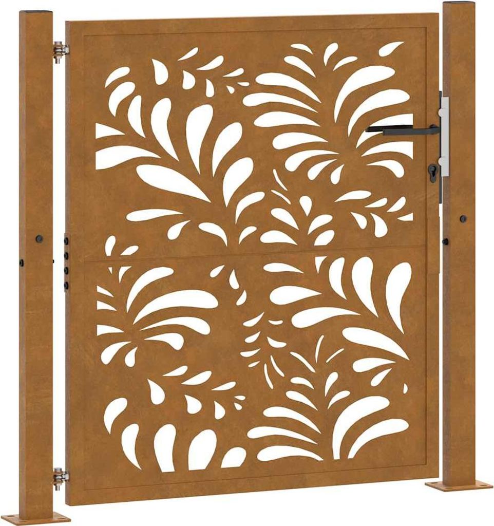 vidaXL Gartentor 100x100 cm Verwitterungsstahl Wellendesign