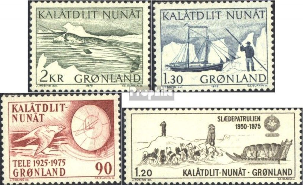 Briefmarken Dänemark - Grönland 1975 Mi 92,93,94,95 (kompl.Ausg.) Jahrgang 1975 komplett postfrisch Tierwelt