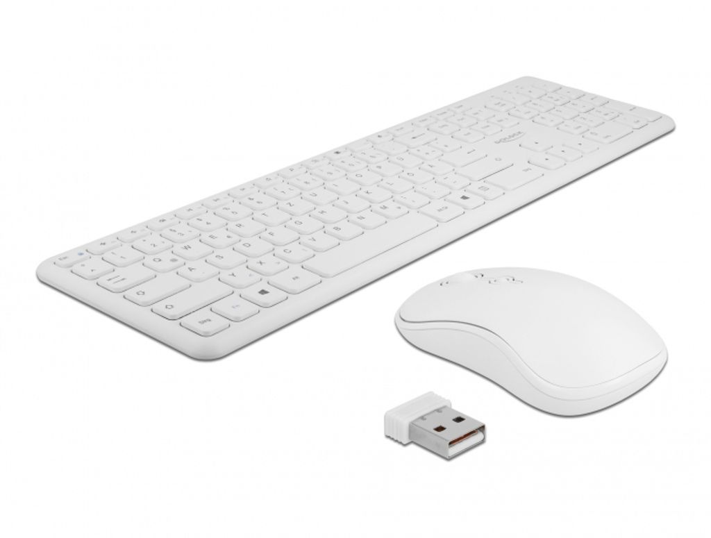 DELOCK USB Tastatur und Maus Set 2,4 GHz kabellos weiß