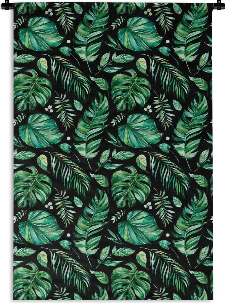 MuchoWow Wandteppich Wandbehang Vintage - Blätter - Grün 90x135 cm Tapisserie Dekoration Wandtuch - Baumwolle - Wandskulptur