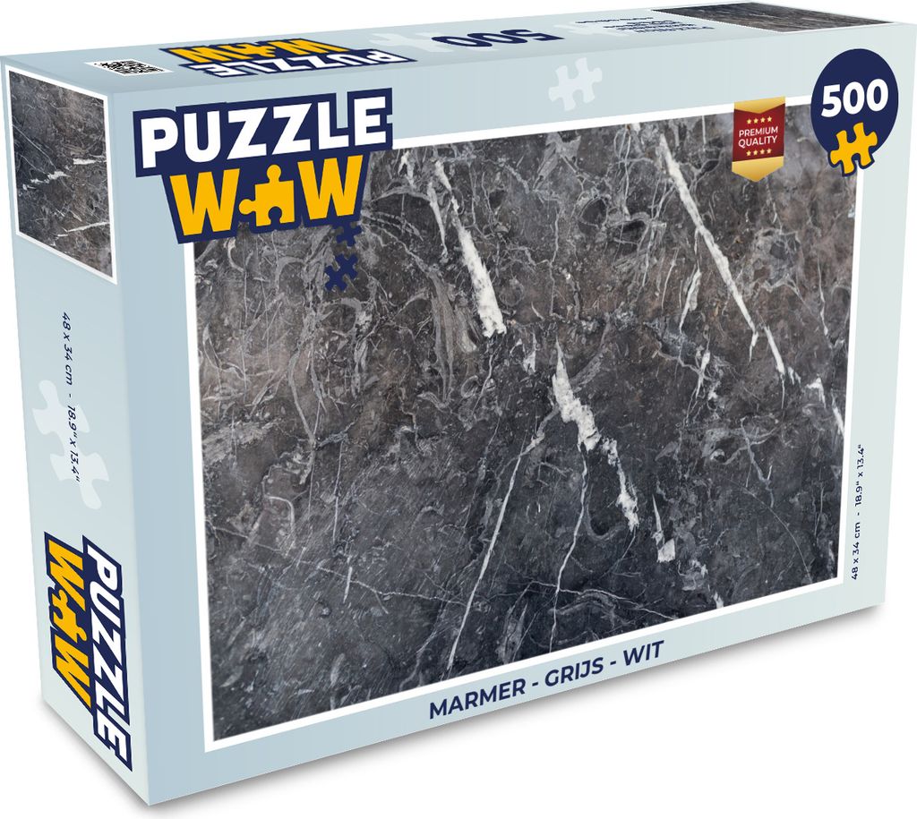 MuchoWow Puzzle 500 Teile Marmor - Grau - Weiß - 500 Teile - Kinder - Selberbauen - Puzzlespiele