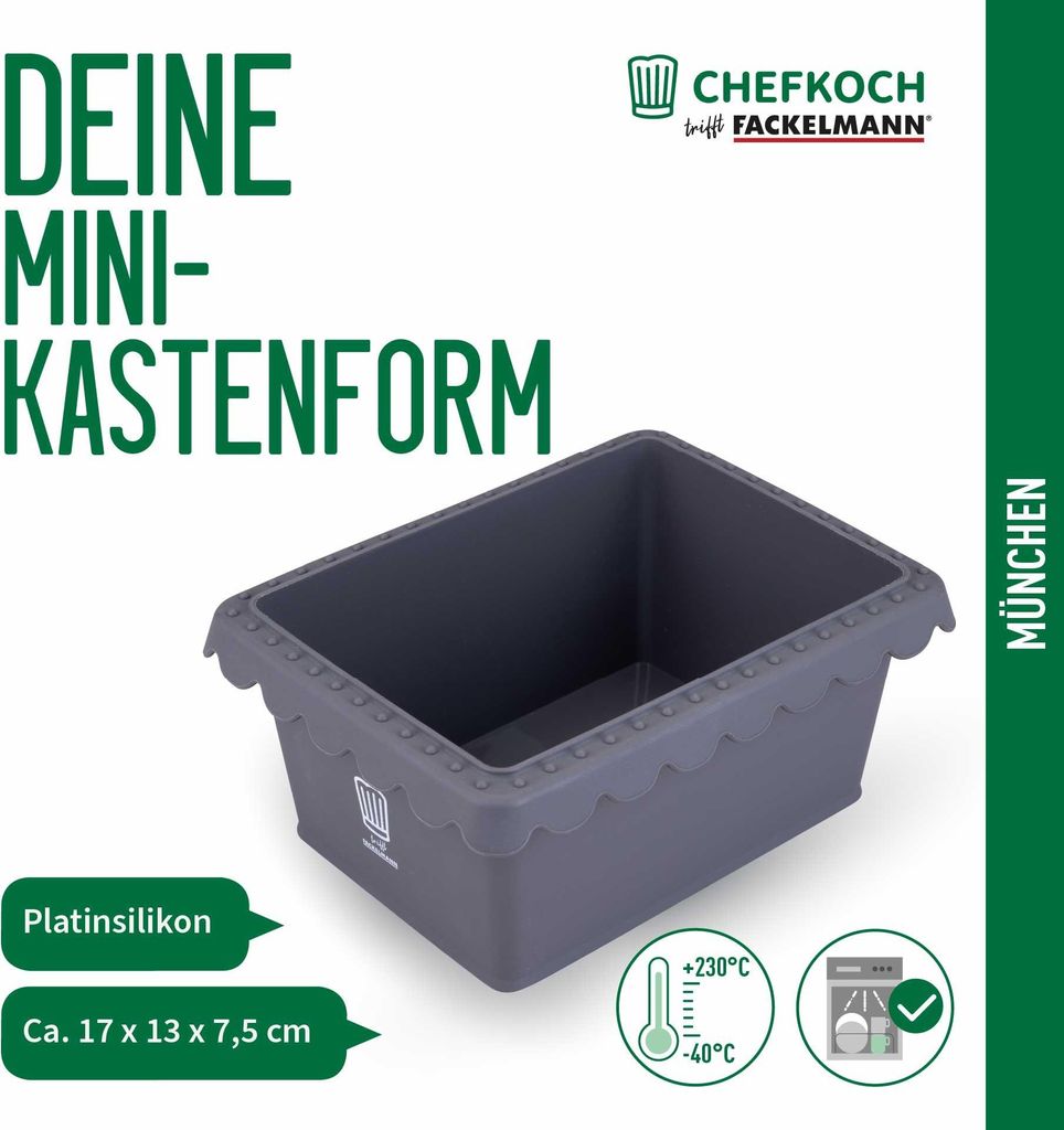 Chefkoch trifft Fackelmann Mini-Kastenform 17x13x7,5 cm Idealer Küchenhelfer für Backfreunde, perfekt für Brot und Kuchen bis 500g