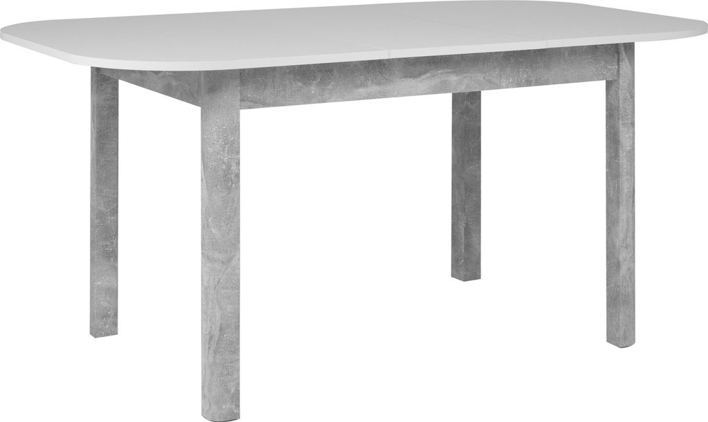 Esstisch, Ausziehbar Beton und Weiß, 120-160 x 76 x 90 cm, Rechteckig, 4-6 Personen, KAYRI