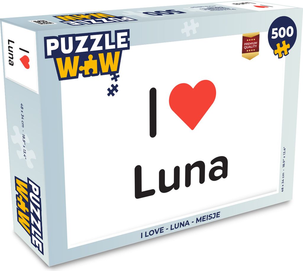 MuchoWow Puzzle 500 Teile Ich liebe - Luna - Mädchen - 500 Teile - Kinder - Selberbauen - Puzzlespiele