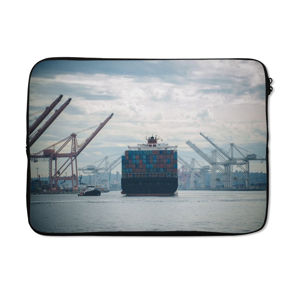 MuchoWow Laptop Hülle 14 ZollContainerschiff wird von einem Schlepper in den Hafen geschleppt Laptoptasche - Laptoptasche - Stoßsicher - Schutz...