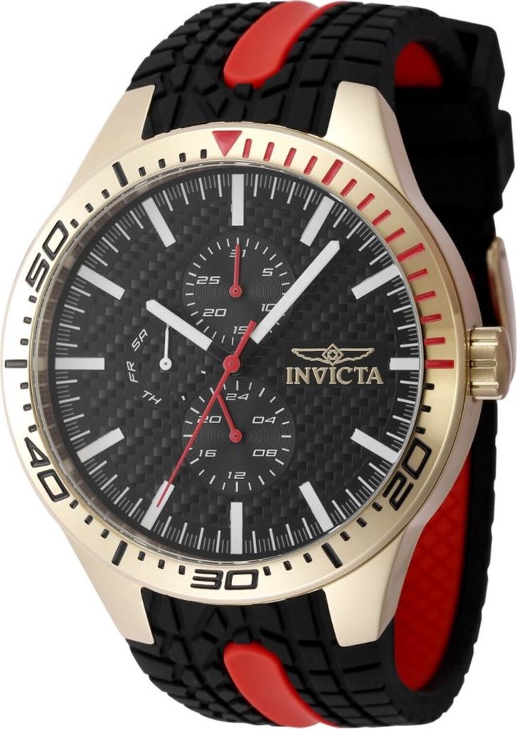 Invicta Racing 48872 Herren uhr - Wasserdicht - Analog - Quarzuhrwerk - Edelstahl mit schwarzen zifferblat - 46mm