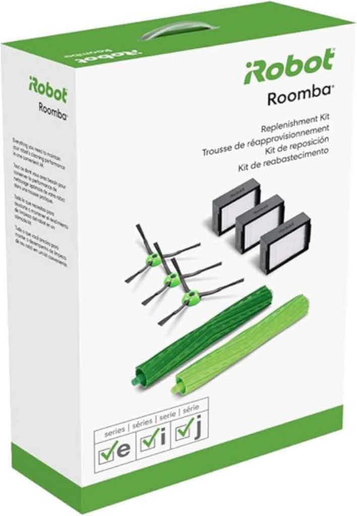 iRobot Roomba Replenishment Kit, Ersatzteile, kompatibel mit verschiedenen Modellen, enthält Bürsten, Filter und Zubehör.