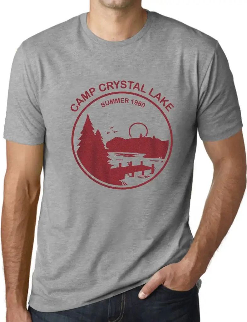 Herren Grafik T-Shirt Camp Crystal Lake Öko-Verantwortlich Vintage Jahrgang Kurzarm Lustige Druck Geburtstag Geschenk Mann