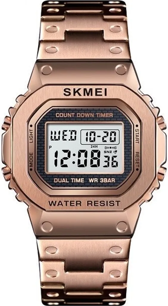 Montre étanche or rose SKMEI Nelson : Finition acier inoxydable