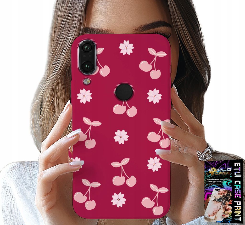 Hülle Für Huawei P Smart 2019 - Kirschen, Kirschen Auf Kastanienbraunem Hintergrund + Folie