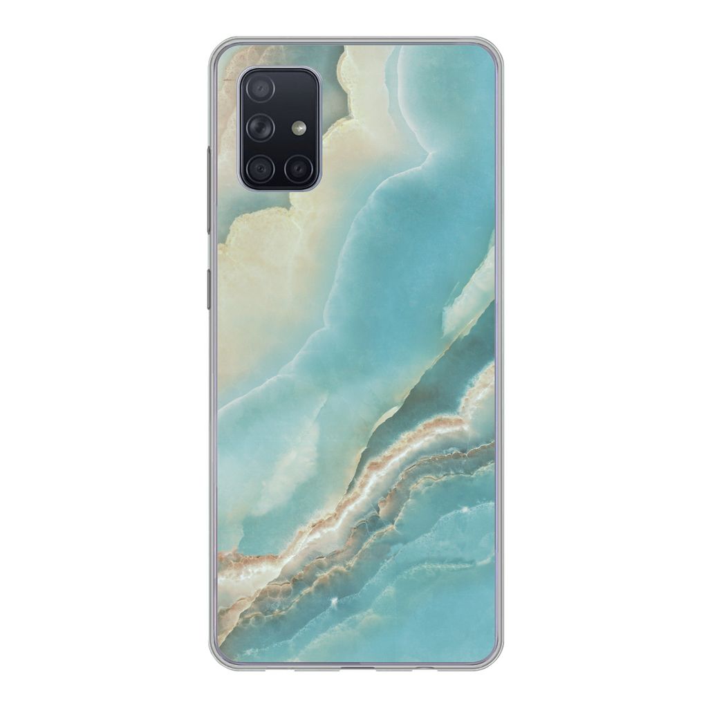 MuchoWow Handyhülle Schutzhülle Hülle für Samsung Galaxy A71 Naturstein - Mineralien - Chic Silikon Softcase Handy Hülle - Kartenbesitzer