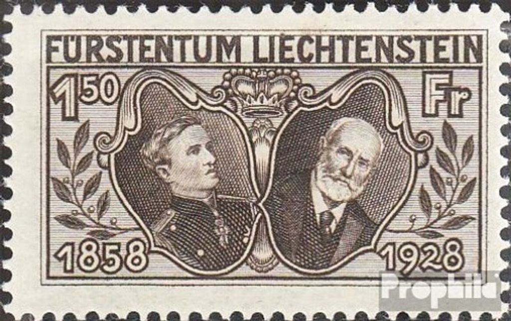 Briefmarken Liechtenstein 1928 Mi 87 mit Falz Regierungsjubiläum