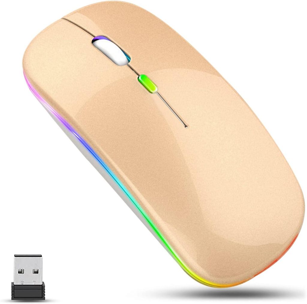 Kabellose Maus, LED Wiederaufladbare Leise schlanke Maus Laptop Wireless Mouse, 2.4G USB Funkmäuse für Laptop, PC, Computer, Mac
