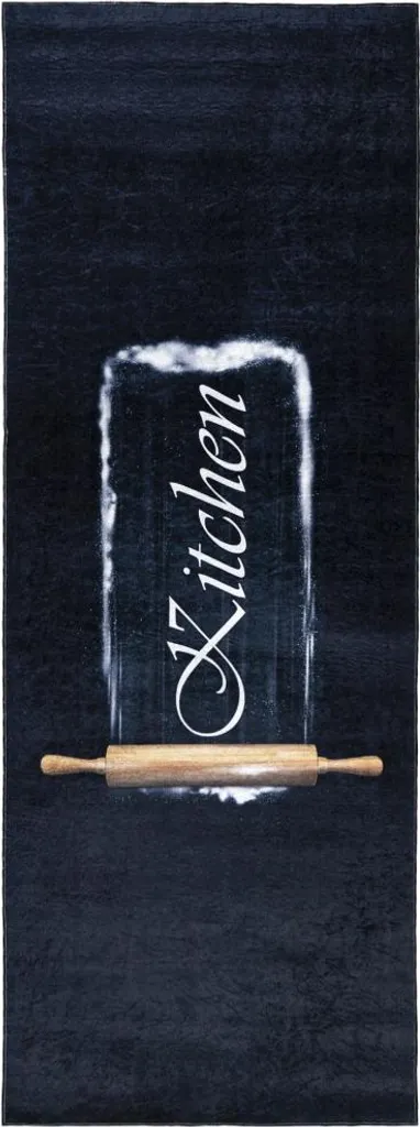 Tapis de cuisine lavable et antidérapant Mazovia - Noir, format 80x300 cm