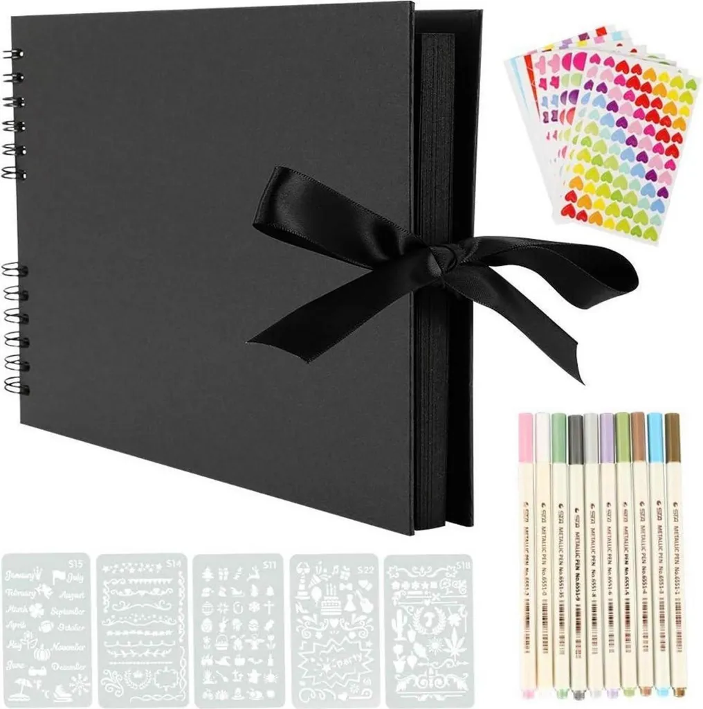 YILEEY Album fotografico Scrapbook 80 pagine nere 28x21cm Personalizzare il libro fotografico
