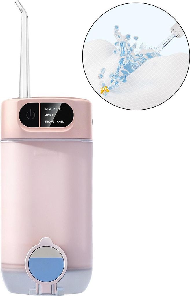Munddusche Kabellos,Elektrischer Zahnreiniger,für optimale Zahn- & Zahnfleischpflege,USB Typ-C Wiederaufladbare,Wasser Flosser IPX7, mit 4 Düsen ...