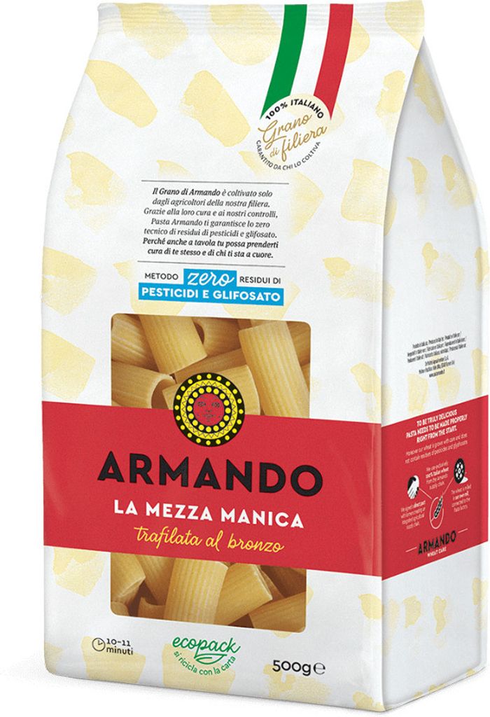 8x Armando Pasta Artigianale - La Mezza Manica - 500g Produktbild 