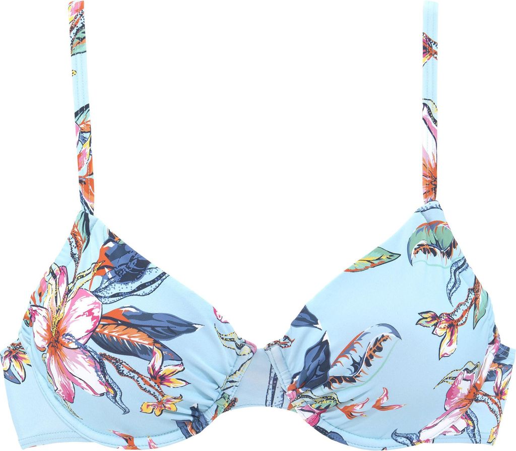 LASCANA Bügel-Bikini-Top hellblau-bedruckt Größe 38 Cup D
