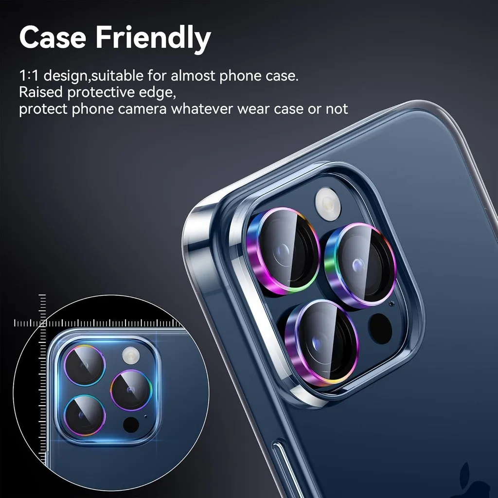 Uyiton Protezione Fotocamera Per IPhone 15 Pro/Pro Max – Vetro Zaffiro 9H, Antigraffio, Bling Nero