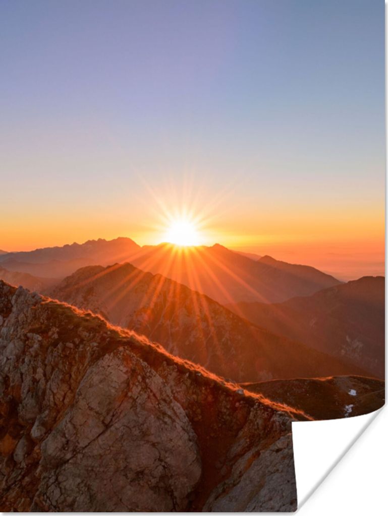 MuchoWow Poster Berg - Landschaft - Sonne 30x40 cm - Wandplakat - Poster Kinderzimmer