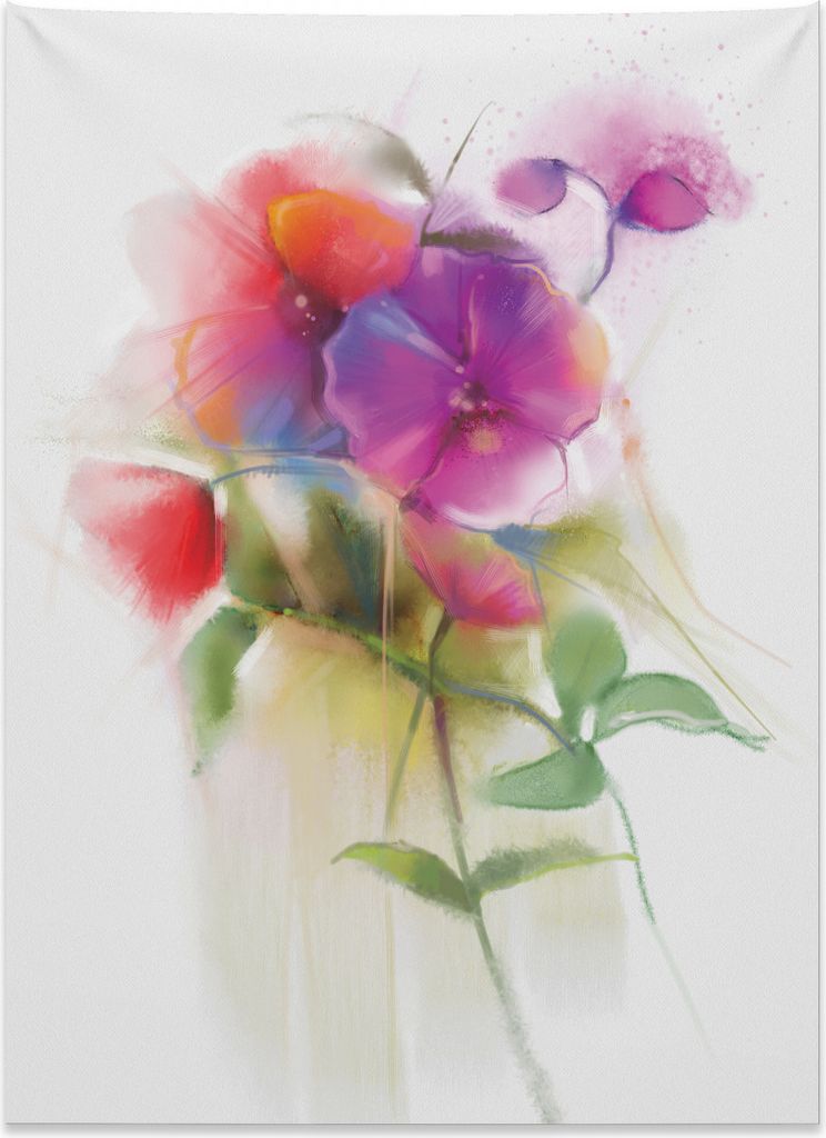 Abakuhaus Blume Wandteppich, Blühende Orchidee Pastell aus Weiches Mikrofaser Stoff Kein Verblassen Klare Farben Waschbar, 110 x 150 cm, Mehrfarbig