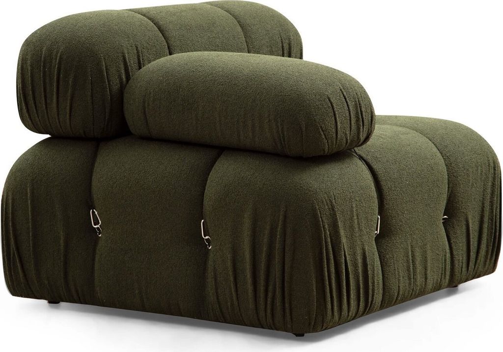 Hanah Home, Bubble L1 - Green, Klassische Sofas, 1-Sitzer-Sofa, Grün, Polyester, 95 x 75 x 95 x cm