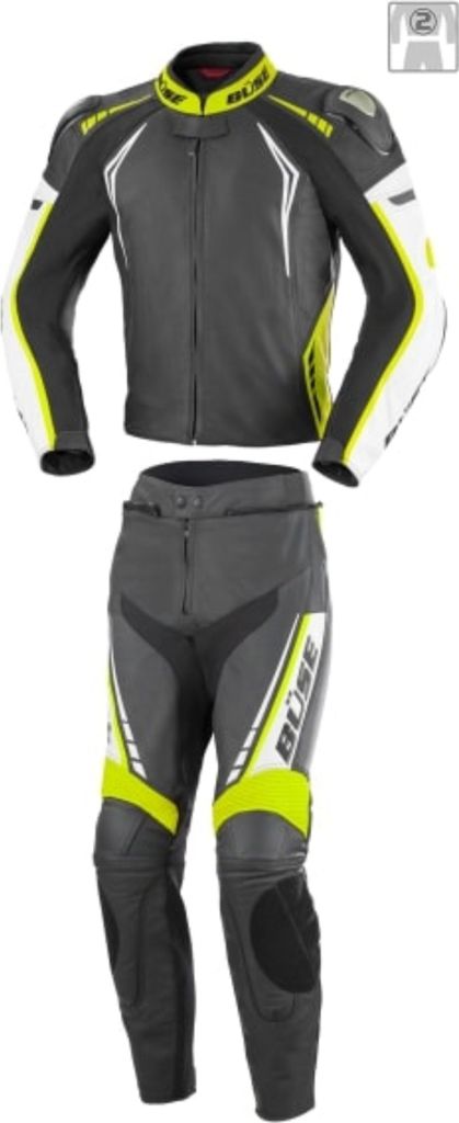 Büse Silverstone Pro Damen Leder-Kombi schwarz/neon gelb 40