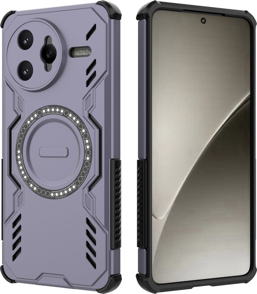 Magnetisch Hülle für Xiaomi Poco F7 Ultra / Redmi K80 Pro, Hybrid PC TPU Bumper Stoßfestes Loch Wärmeableitung Handyhülle Lila