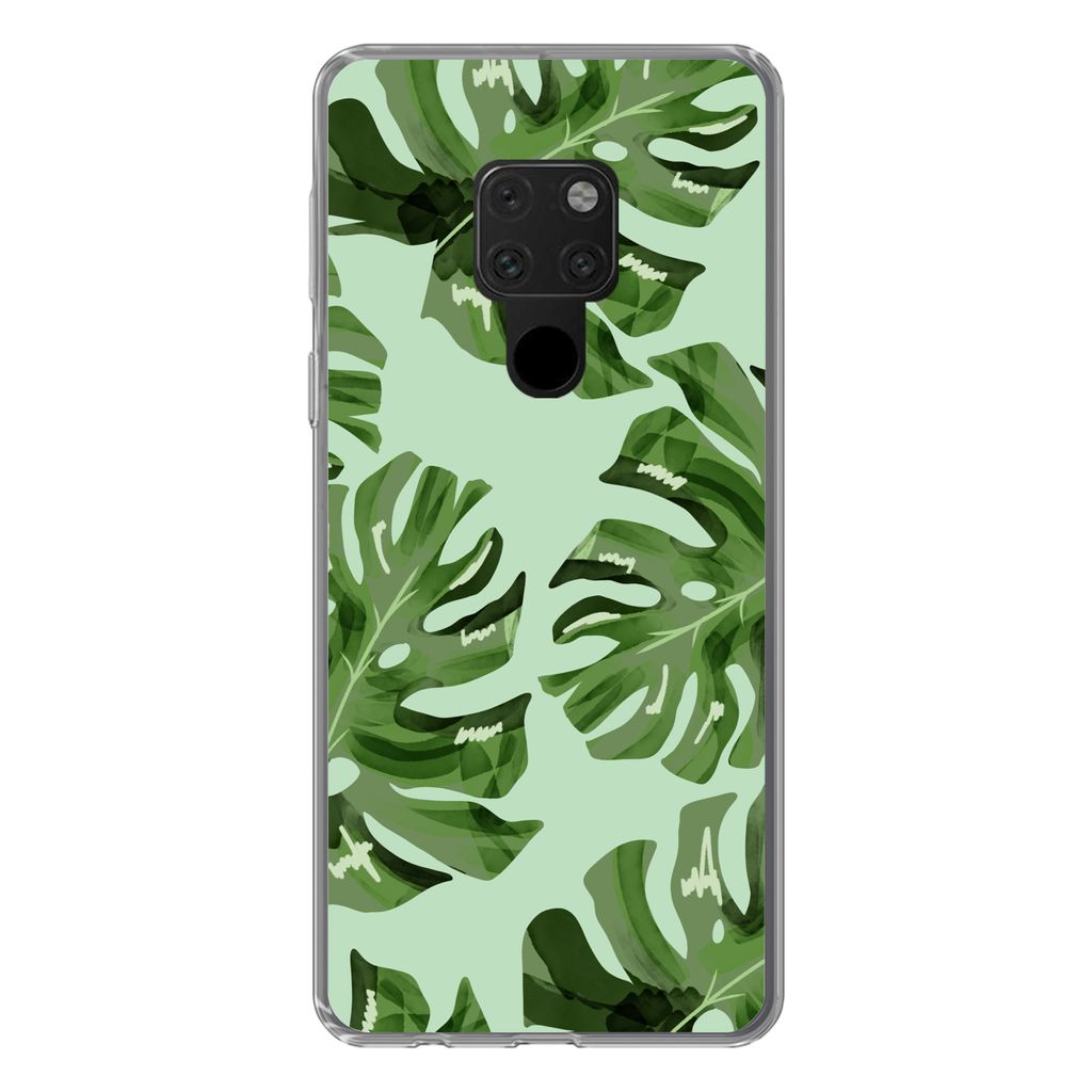 MuchoWow Handyhülle Schutzhülle Hülle für Huawei P40 Lite Blätter - Tropisch - Pastell Silikon Softcase Handy Hülle - Handy