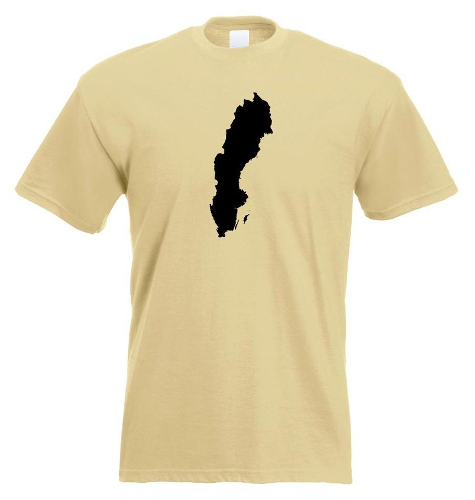 Kiwistar - T-Shirt - Khaki - Schweden Umriss Kontur Herren Funshirt Bedruckt Design Sprüche Spruch Motive - mit Motiv Bedruckt - Funshirt Design -...