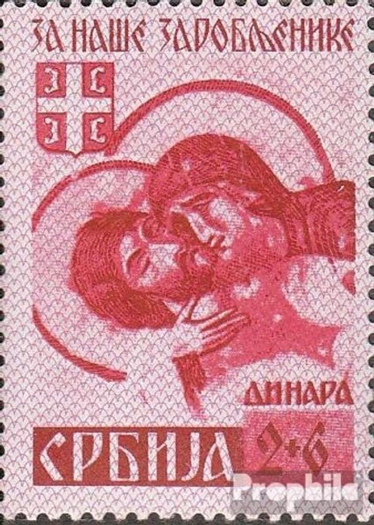 Briefmarken Serbien (Dt.Bes.2.WK.) 1941 Mi 56A I, Überdruckspitzen nach unten postfrisch Kriegsgefangene