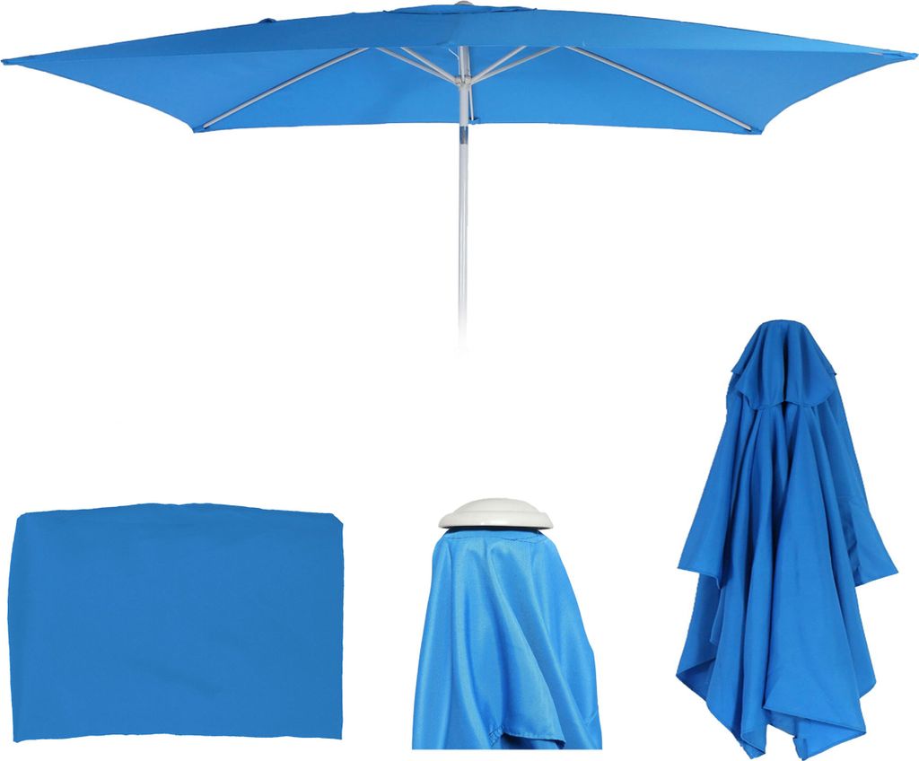 Ersatz-Bezug für Sonnenschirm Castellammare, Sonnenschirmbezug Ersatzbezug, 2x3m rechteckig Stoff/Textil 4,5kg UV 50+ blau