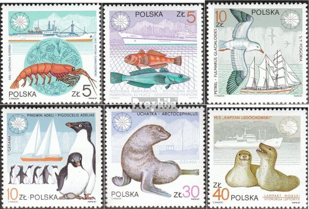 Briefmarken Polen 1987 Mi 3076-3081 (kompl.Ausg.) postfrisch Poln. Antarktisstation