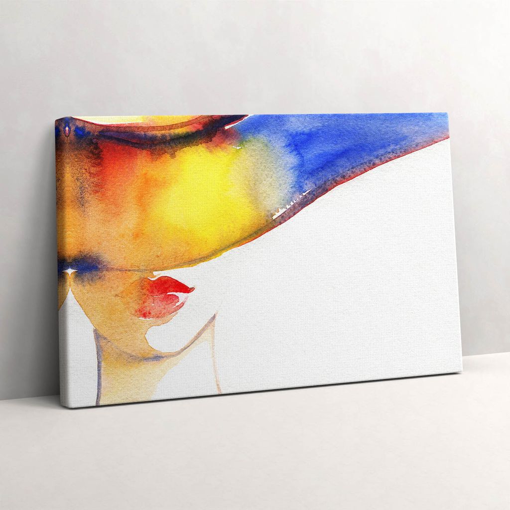 Frau mit Hut – Leinwandbild Wandbild – 60x40 cm – Leinwandbilder – Wandbilder – Schlafzimmer – Flur